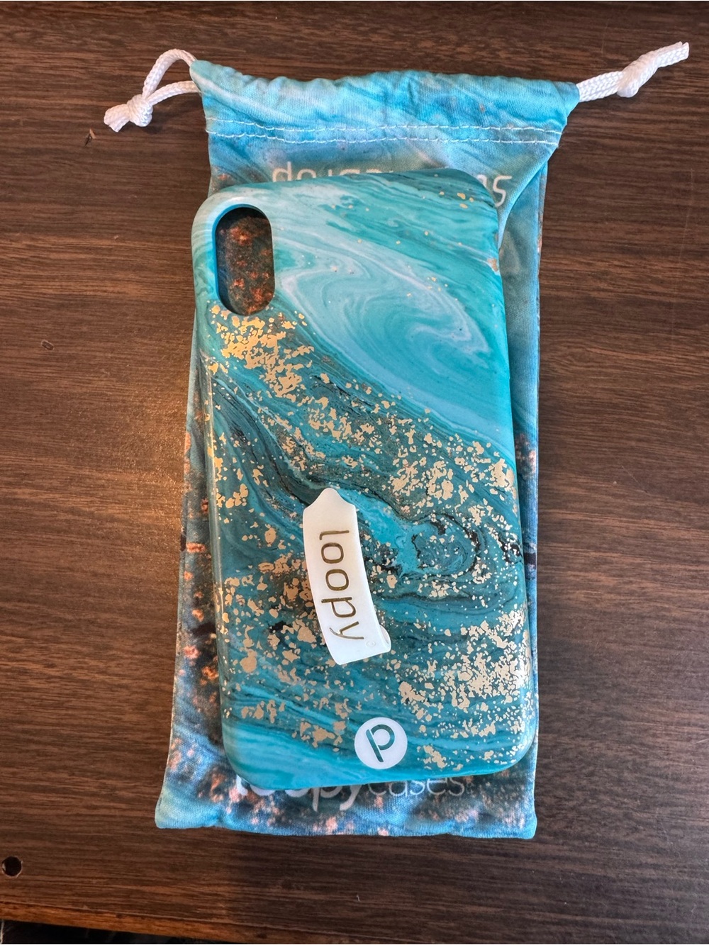 Loopy Case Turquoise Marble Phone Case with Gold Accents